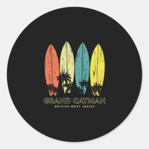 Grand Cayman Retro Surfboards Vintage Boys Girls S Classic Round Sticker