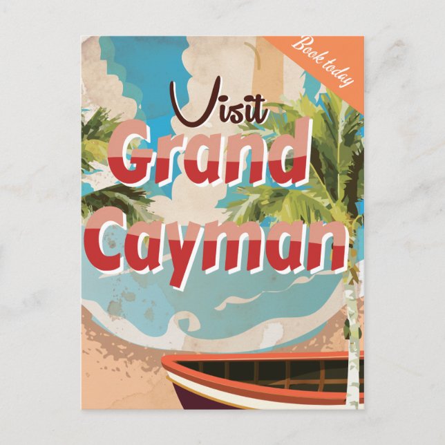 Grand Cayman Vintage Travel Poster Postcard (Front)
