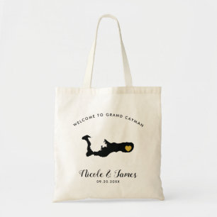 Grand Cayman Wedding Welcome Bag, Black & Gold Tote Bag