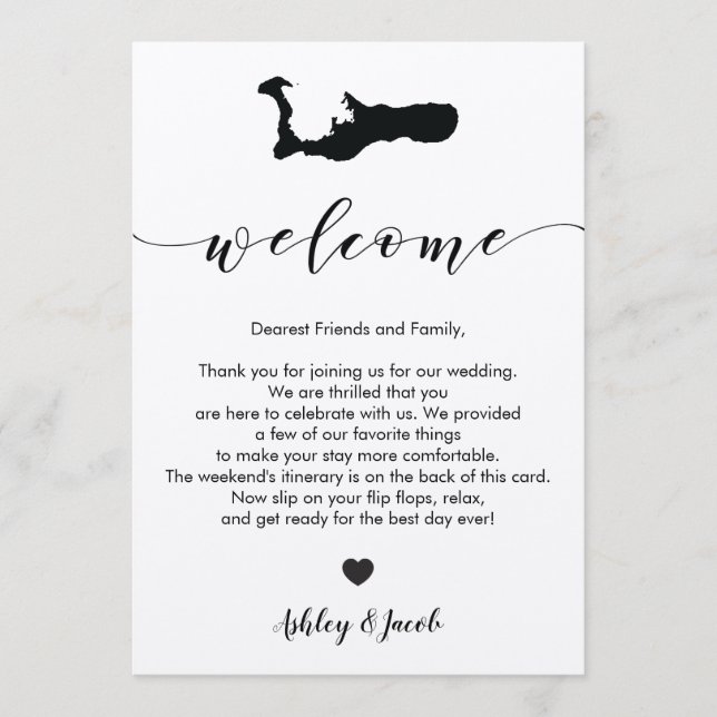 Grand Cayman Wedding Welcome Letter & Itinerary Programme (Front)