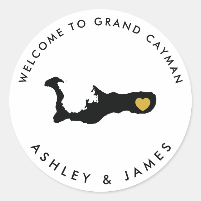 Grand Cayman Wedding Welcome Sticker for Box, Bag (Front)