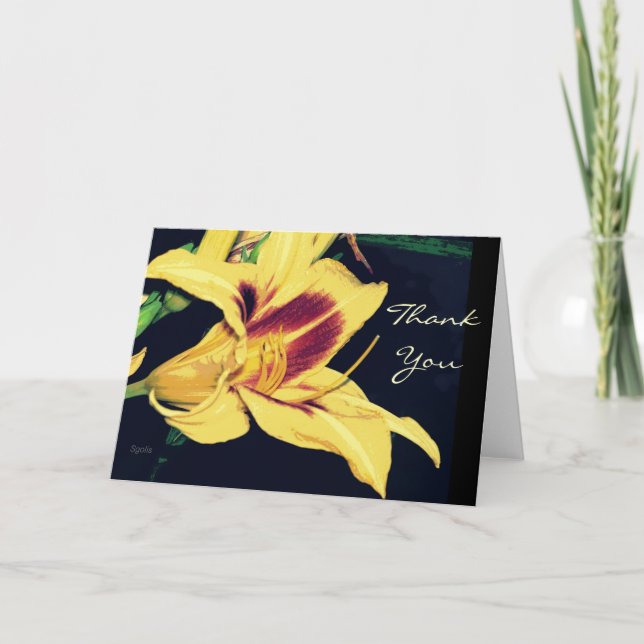 Grand Cru Yellow Daylily Flower Thank You Card (Front)