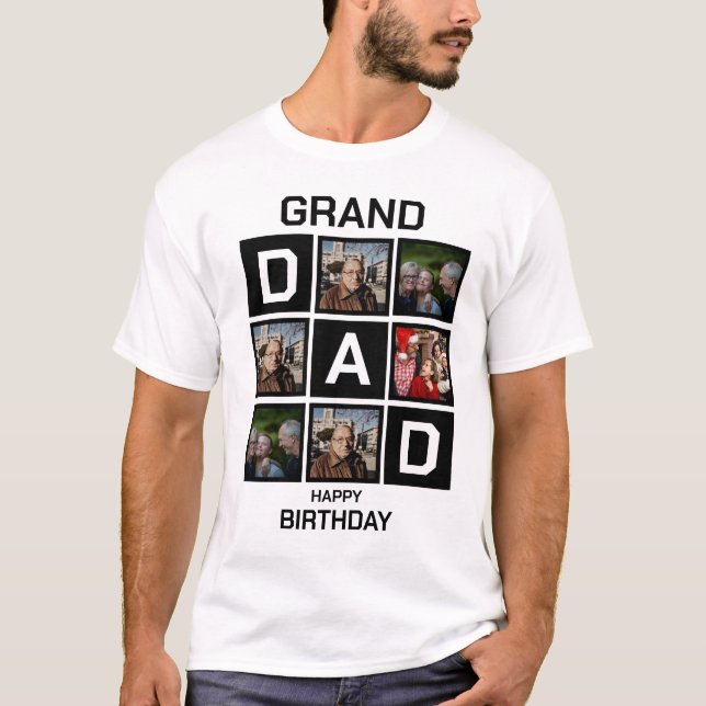 Grand Dad Happy Birthday 5 Photo Collage T-Shirt (Front)