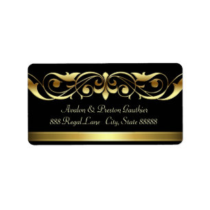 Grand Duchess Black Gold Scroll Address Labels