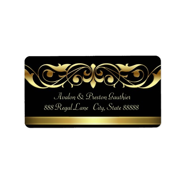 Grand Duchess Black Gold Scroll Address Labels (Front)
