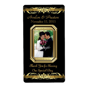 Grand Duchess Black Photo Gold Wine Wedding Label