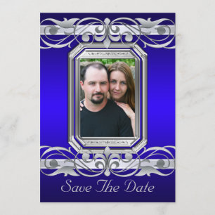 Grand Duchess Blue Save The Date Silver Invitation