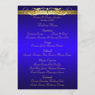 Grand Duchess Blue Scroll Wedding Menu