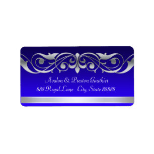 Grand Duchess Blue Silver Scroll Address Labels