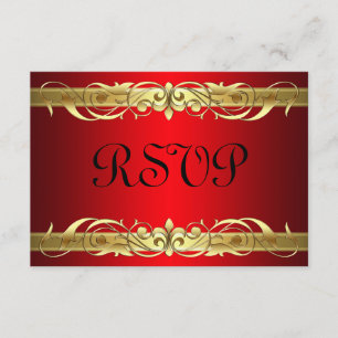 Grand Duchess Gold Scroll Red RSVP Card