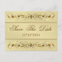 Grand Duchess Gold Scroll Save The Date Postcard