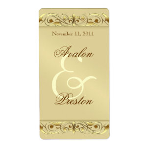 Grand Duchess Gold Scroll Wine Wedding Label