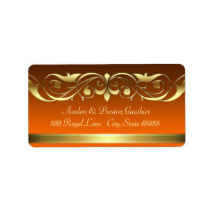 Grand Duchess Orange Gold Scroll Address Labels