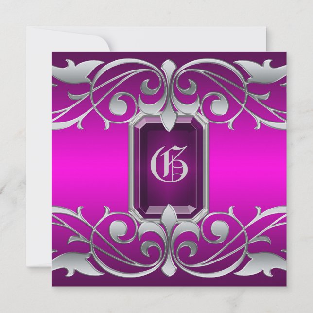 Grand Duchess Pink Jewel Pink Regency Invitation (Front)