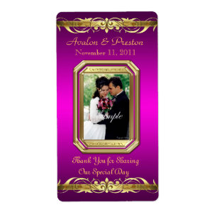Grand Duchess Pink Photo Gold Wine Wedding Label