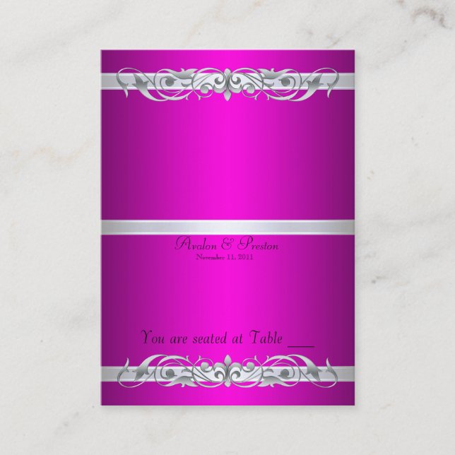 Grand Duchess Pink Scroll Folding Table Placecard (Front)