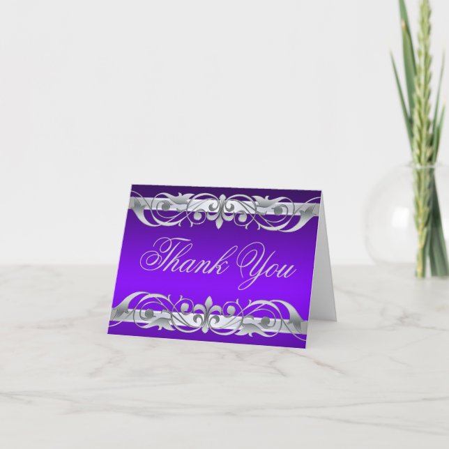 Grand Duchess Purple & Silver Thank You NoteCard (Front)