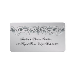 Grand Duchess Silver Metal Scroll Address Labels