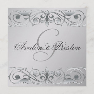 Grand Duchess Silver Metal Scroll Invitation