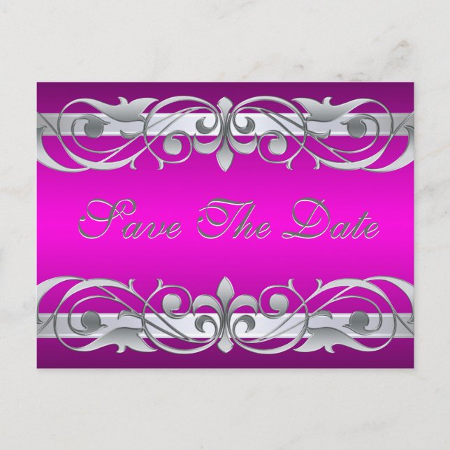 Grand Duchess Silver & Pink Save The Date Postcard (Front)