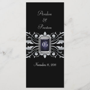 Grand Duchess Silver Scroll Black Wedding Program Programme