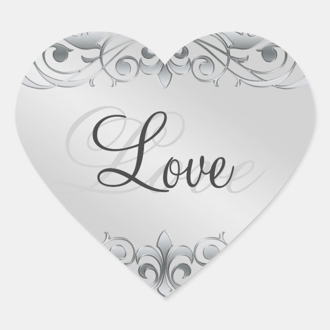 Grand Duchess Silver Scroll Heart Love Sticker (Front)