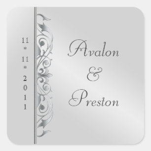 Grand Duchess Silver Scroll Save The Date Sticker