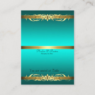 Grand Duchess Teal & Gold Scroll Table Placecard