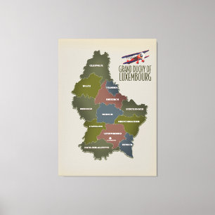 Grand duchy of luxembourg map canvas print
