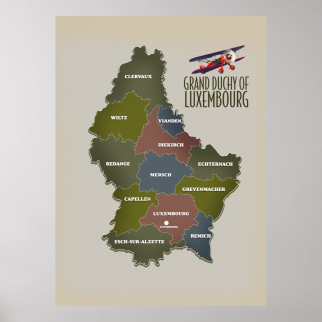 Grand duchy of luxembourg map poster (Front)