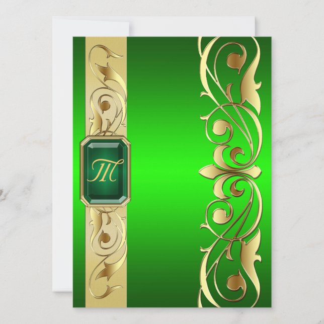 Grand Duke Green Jewel Gold & Green Invitation (Front)