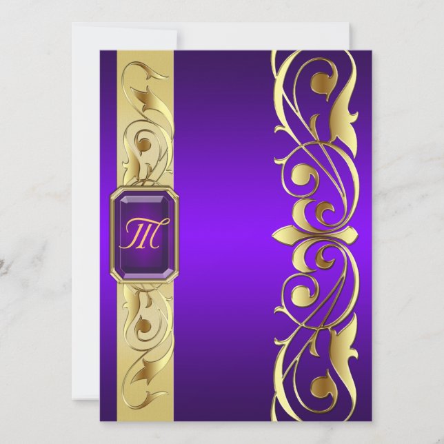 Grand Duke Purple Jewel Gold & Purple Invitation (Front)