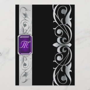 Grand Duke Purple Jewel Silver & Black Invitation