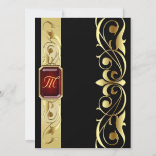 Grand Duke Red Jewel Gold Scroll Black Invitation