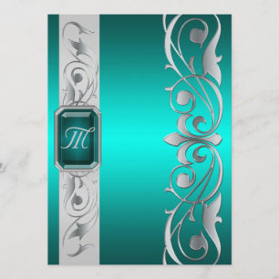 Grand Duke Teal Jewel Silver And Teal Invitation
