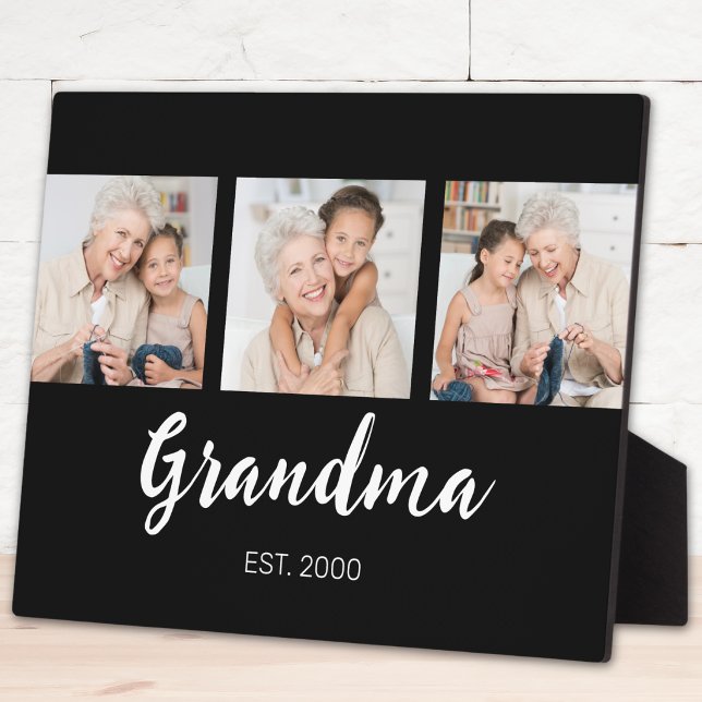 Grand Established Modern Script Black 3 Photo Plaque (Creator Uploaded)