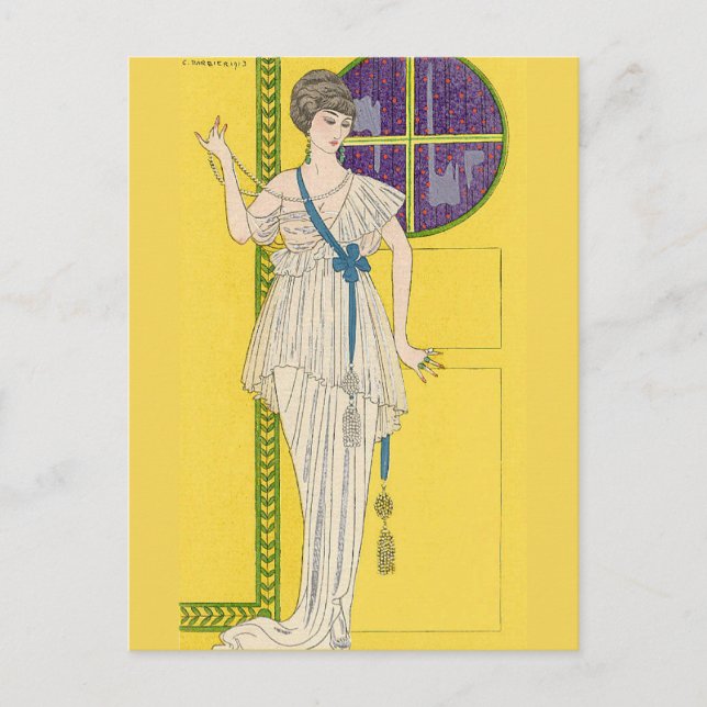 Grand Evening Dress in Satin by George Barbier Postcard (Front)