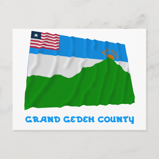 Grand Gedeh County Waving Flag with Name Postcard (Front)