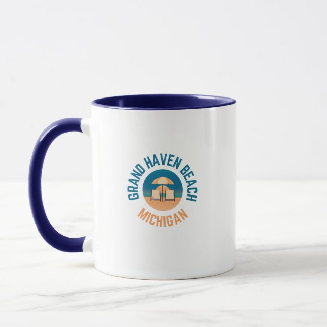 Grand Haven Beach Michigan Hometown Coffee Mug (Left)