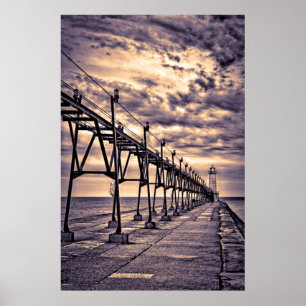 Grand Haven lighthouse and pier, Grand Haven Poster