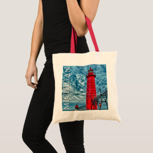 Grand Haven Lighthouse Michigan Tote Bag