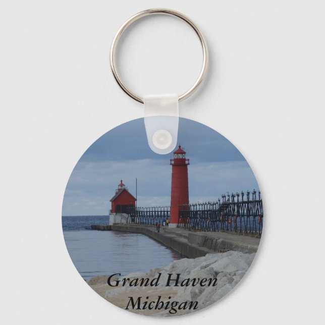 Grand Haven Lighthouses Key Ring (Front)
