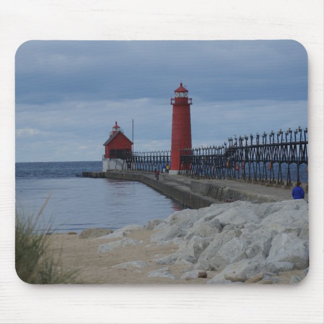 Grand Haven Lighthouses Mouse Mat (Front)
