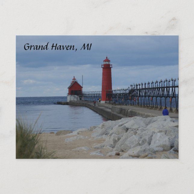 Grand Haven Lighthouses Postcard (Front)