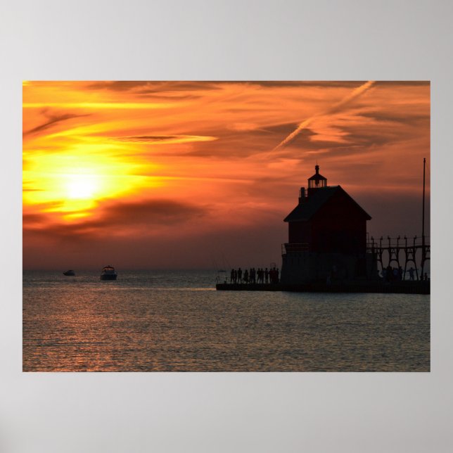 Grand Haven Pier at Sunset Poster (Front)