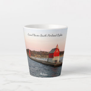 Grand Haven South Pierhead Lights latte mug