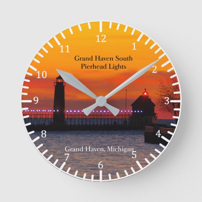 Grand Haven South Pierhead Lights sunset clock (Front)