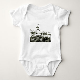 Grand Hotel, Mackinac Island, black and white Baby Bodysuit