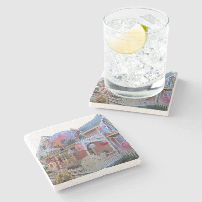 Grand Illumination in Pink - Martha's Vineyard Stone Coaster (Side)