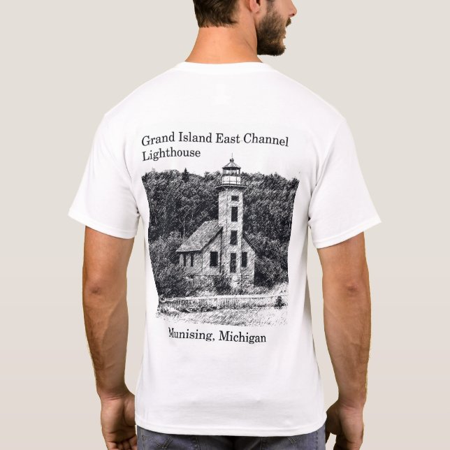 Grand Island East Channel Lighthouse 2 sided shirt (Back)